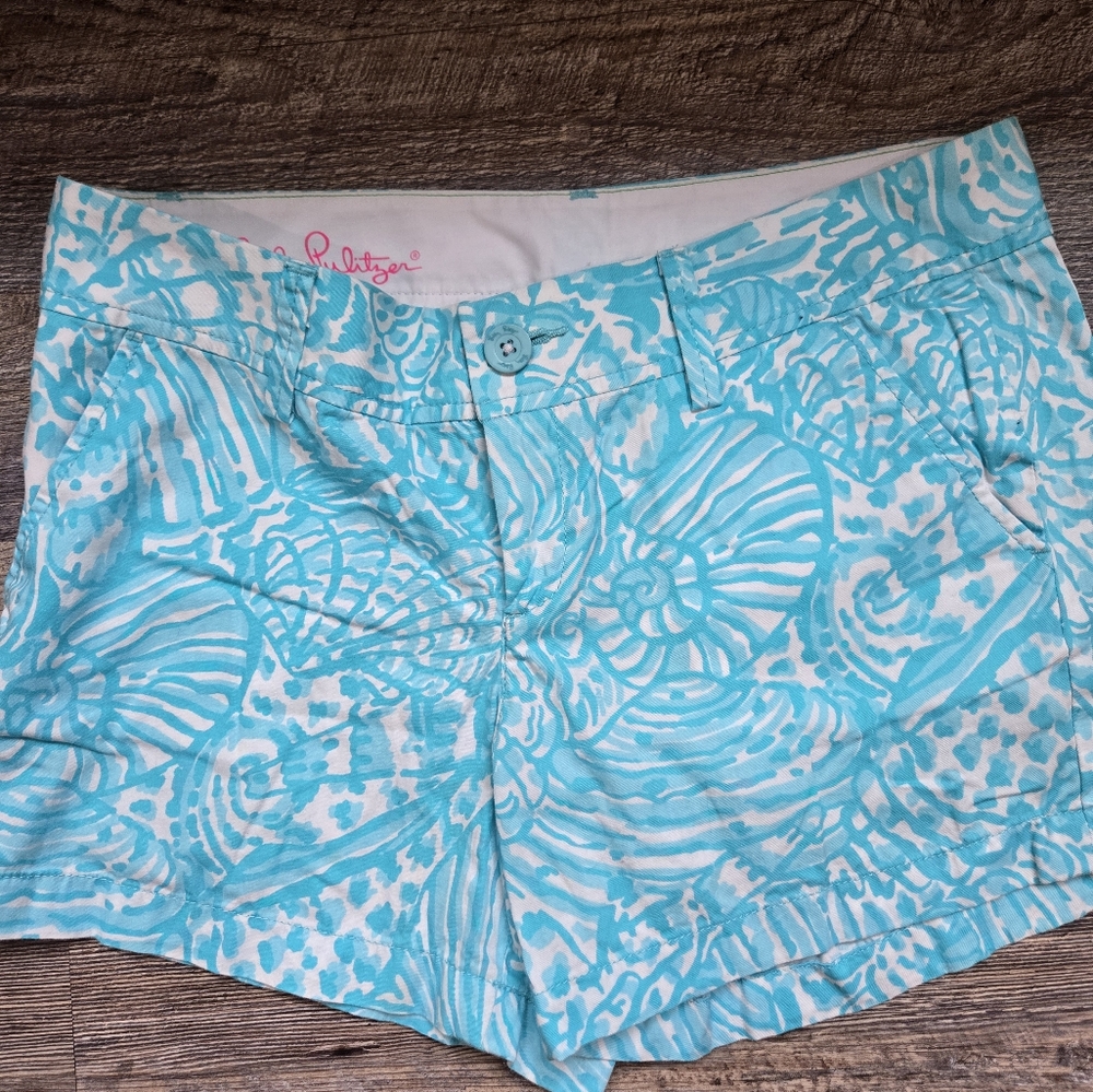 Lilly Pulitzer Turquoise Seashell Print Shorts